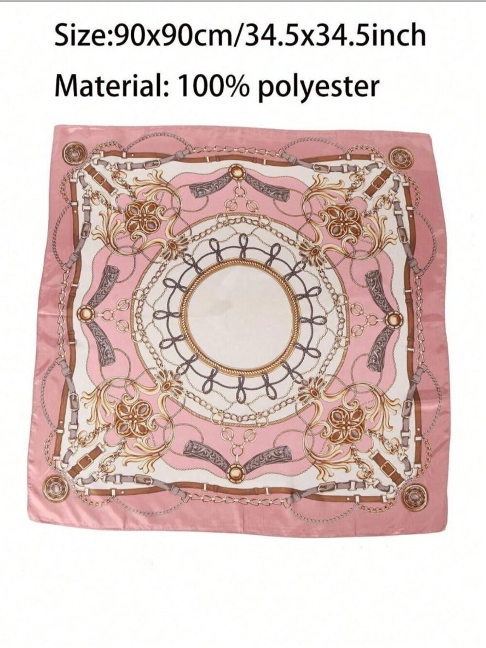 ✨Elegant Bandana Square Silky Scarf PINK Geometric Versatile Soft Luxury hijab✨ - Picture 6 of 6